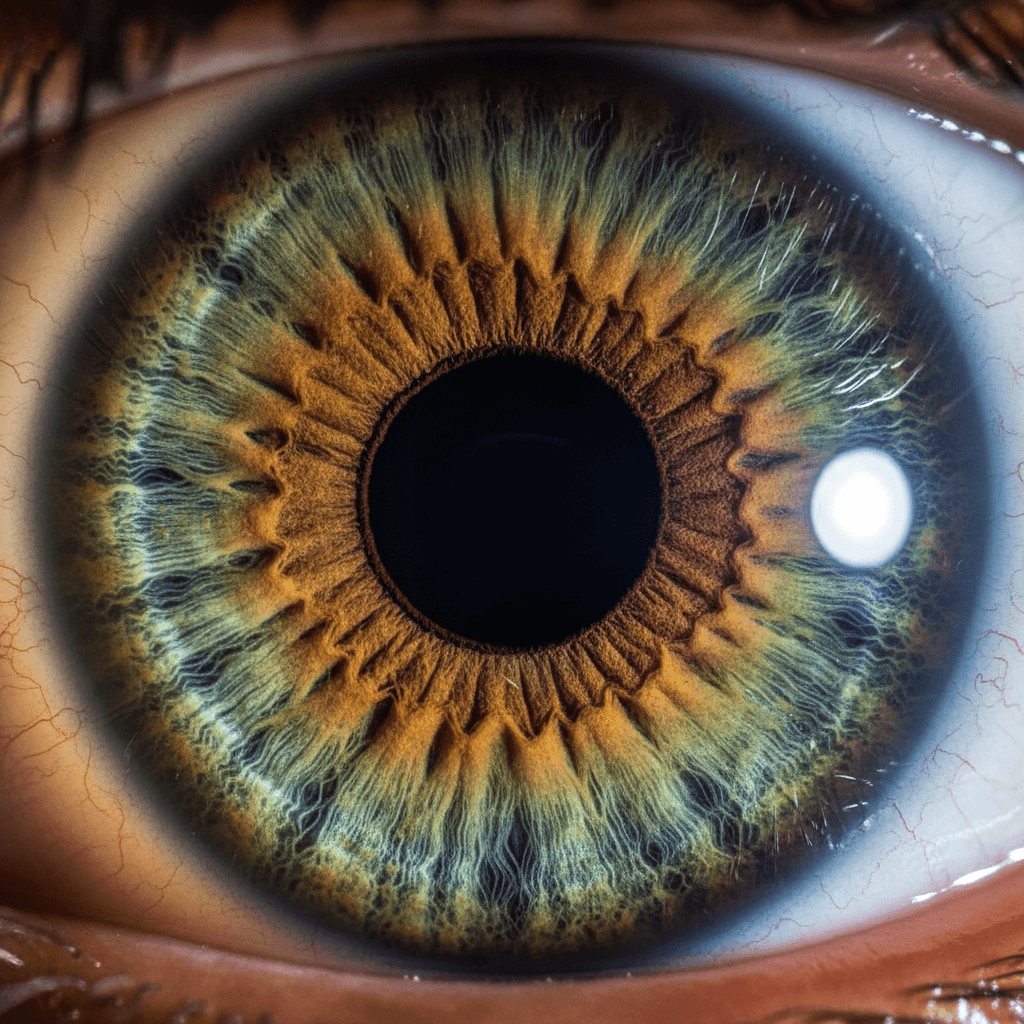 Close-up portrait highlighting intricate iris details in natural light